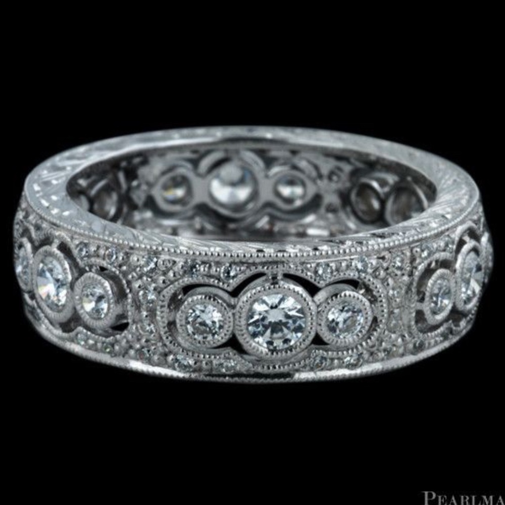 Designer BEVERLEY K ~ 14K White Gold  ~ .84TCW ~ Diamond Eternity Band Ring